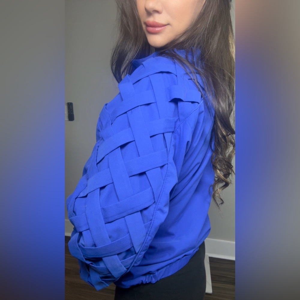 Teddi Royal Blue Kids Woven-Sleeve Jean-Style Jacket